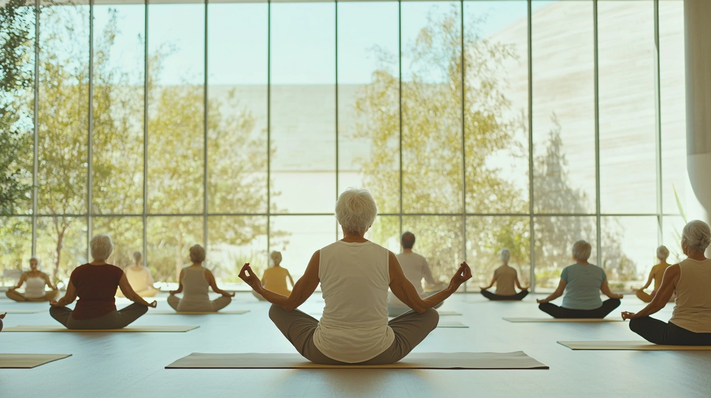 Групове заняття йогою для людей поважного віку